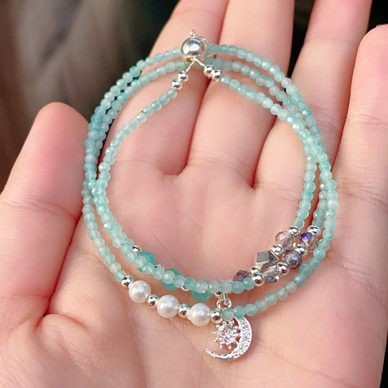 G30 Natural Faceted Amazonite Triple Bracelet 2mm/14k medal