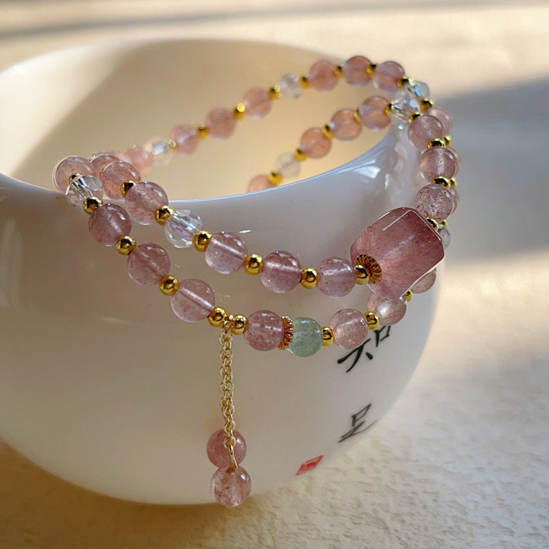 G24 Natural Strawberry Stone Double Bracelet 5-6mm/14k medal