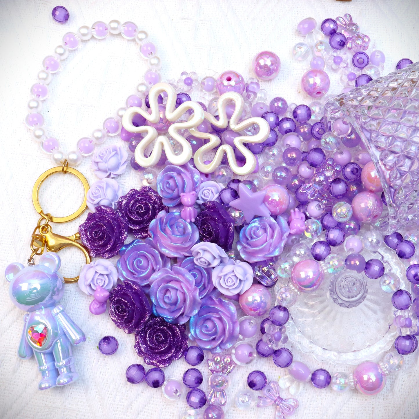 【B】~Purple Fantasy~ High Quality Acrylic Bead(16'+10') & Charms ~紫ファンタジー~高品質のアクリルビーズ(16mm+10mm)とアクセサリー