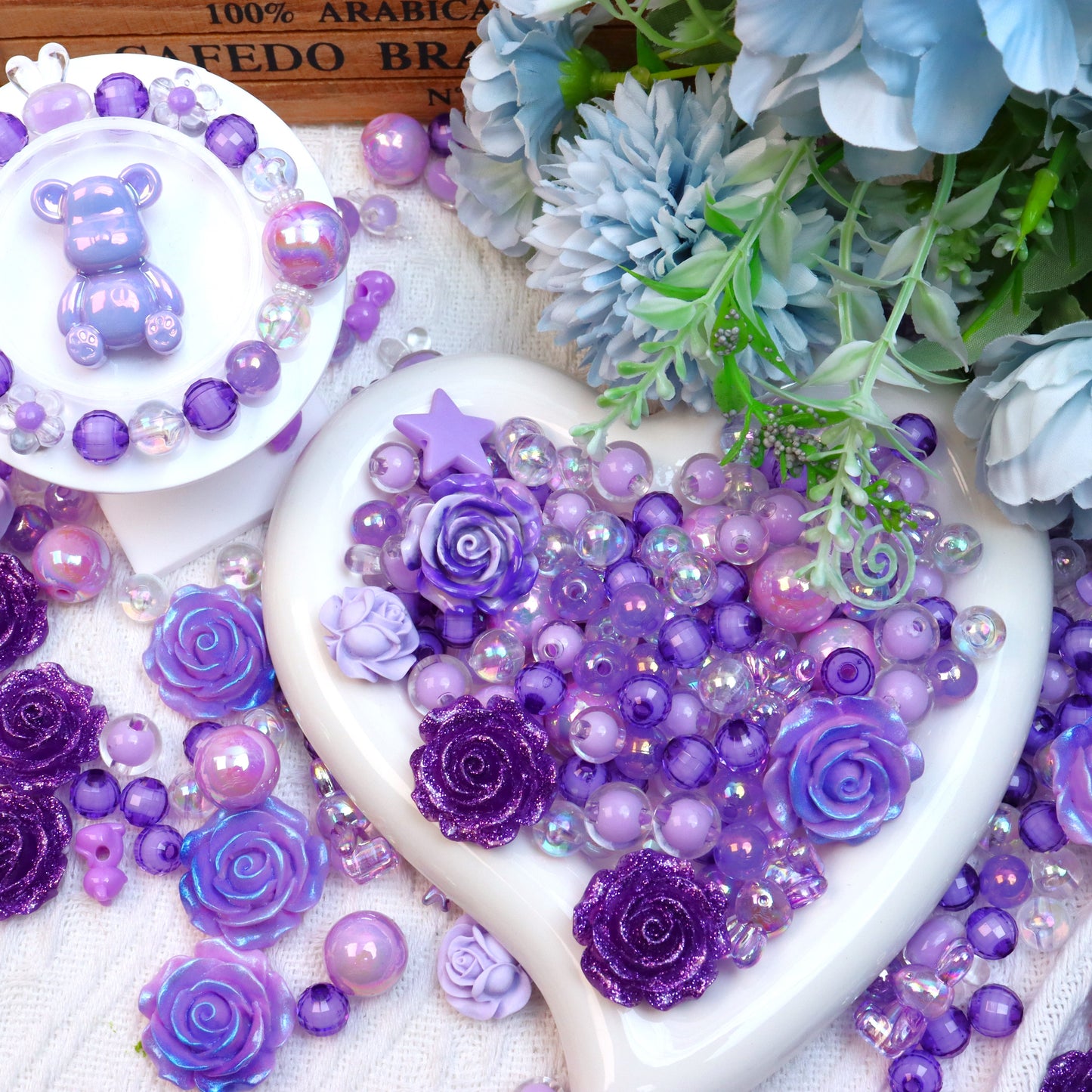 【B】~Purple Fantasy~ High Quality Acrylic Bead(16'+10') & Charms ~紫ファンタジー~高品質のアクリルビーズ(16mm+10mm)とアクセサリー