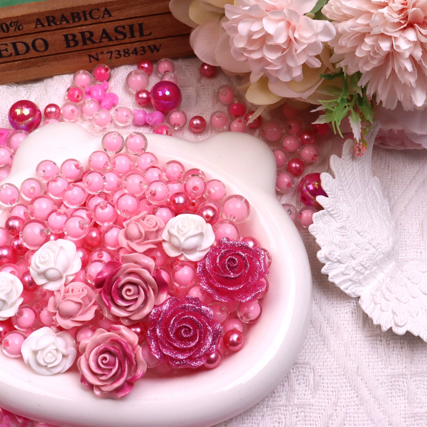 【A】~Pink Fantasy~ High Quality Acrylic Bead(16'+10'+8') & ABS Bead(8'+6') & Charms ~ピンクファンタジー~ 高品質のアクリルビーズ(16mm+10mm+8mm)とABSビーズ(8mm+6mm)とアクセサリー