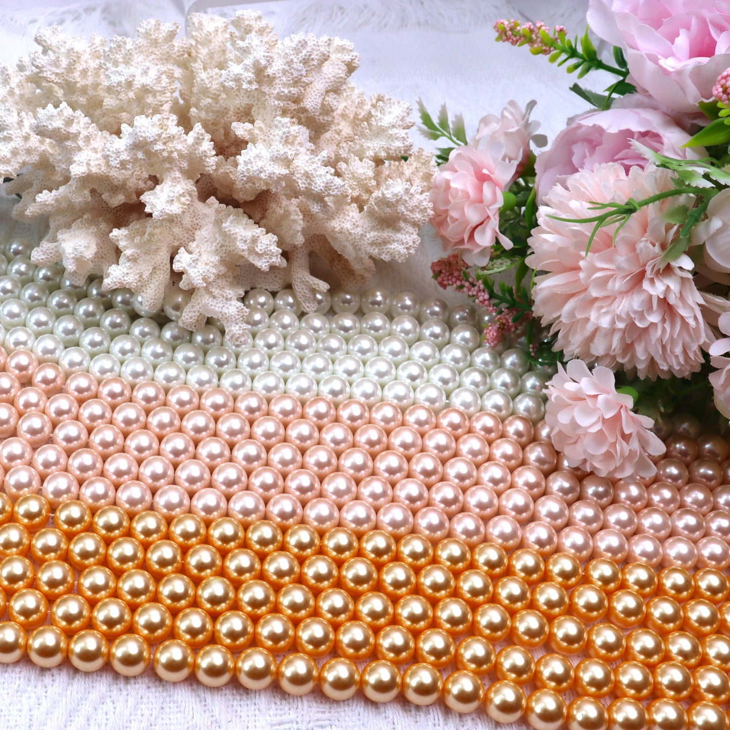 【P3】~Golden Blossom~ High Quality Shell Pearl(10') & Metal