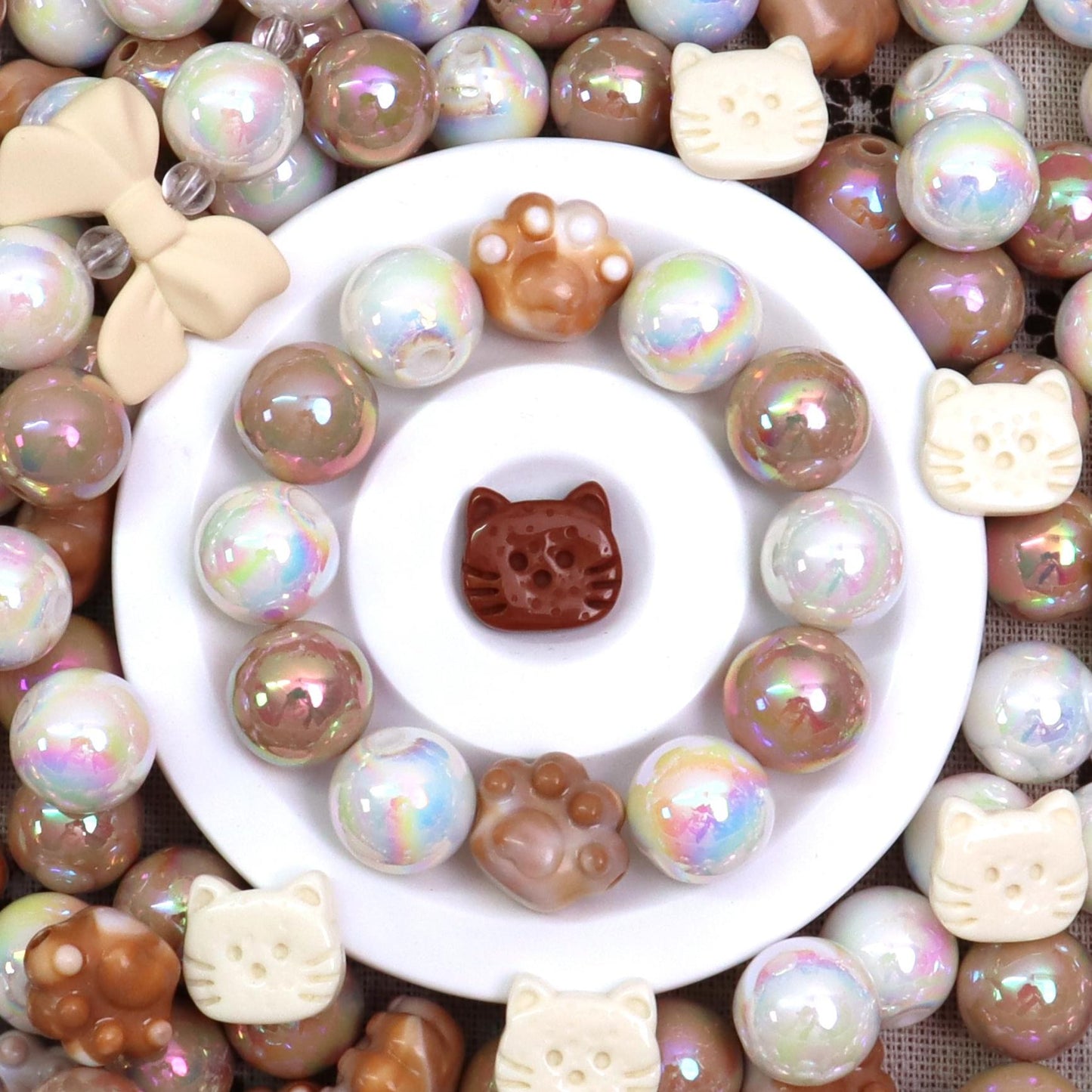 【C】~Coffee Milk~ Acrylic Bead(16') & Charms ~コーヒーミルク~ アクリルビーズ(16mm)とアクセサリー