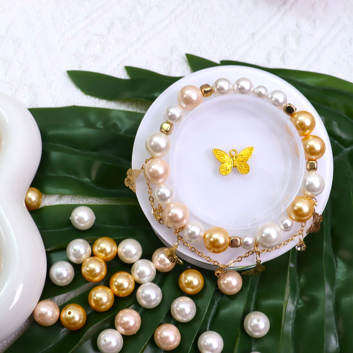 【P3】~Golden Blossom~ High Quality Shell Pearl(10') & Metal